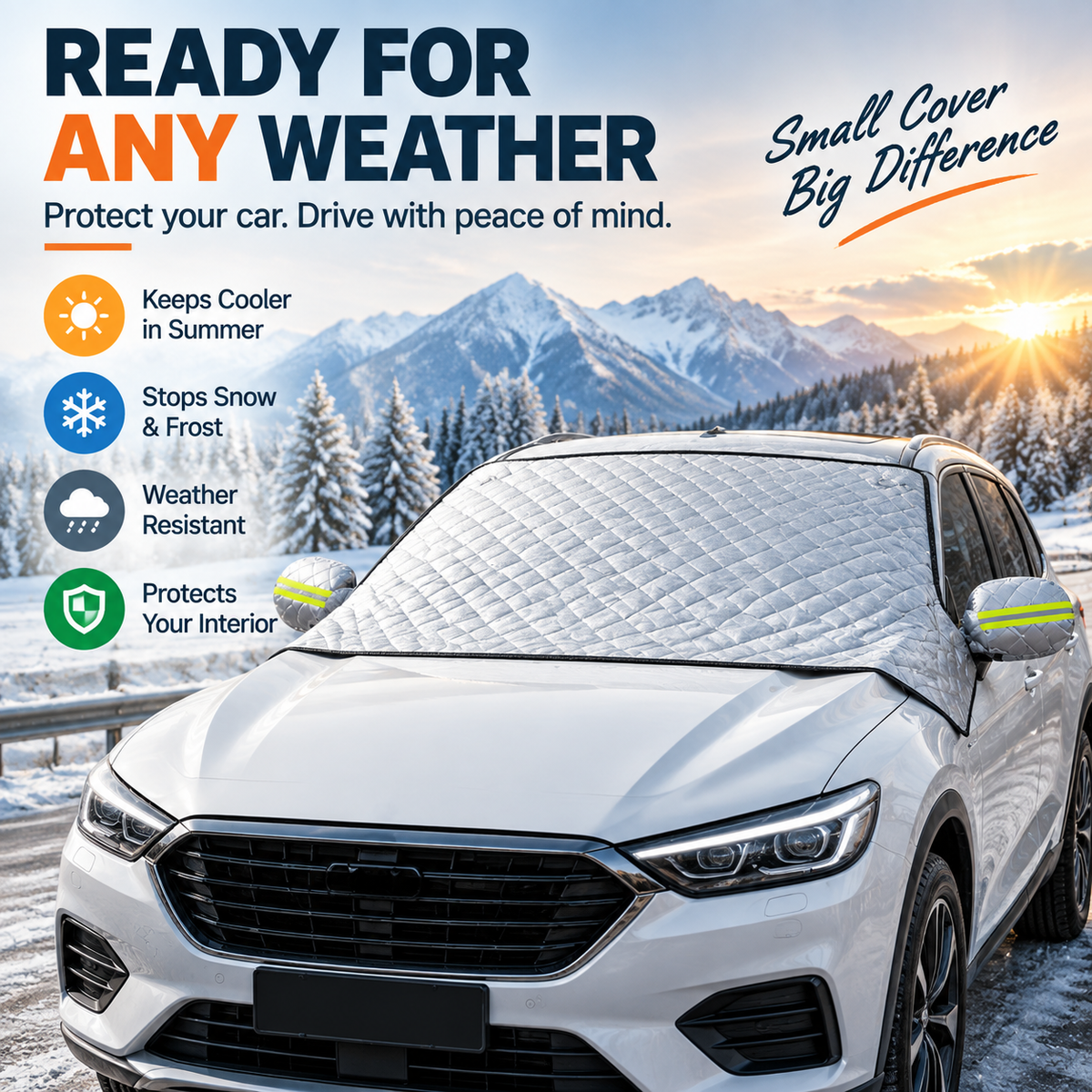 ๐ Magnetic Windshield Cover โ All-Season Sun, Snow & Frost Protector for Cars, SUVs & Trucks