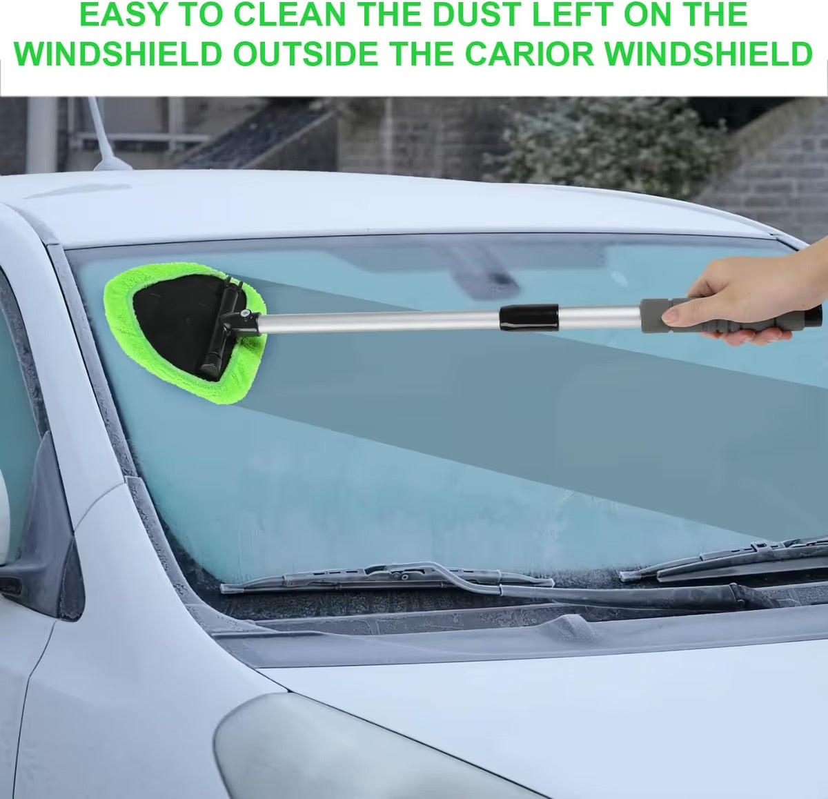 🔥 Car Windshield Cleaning Tool with Microfiber Pad & Extendable Handle