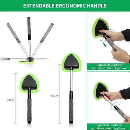 🔥 Car Windshield Cleaning Tool with Microfiber Pad & Extendable Handle