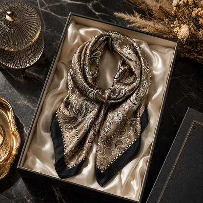 Khaki Paisley Square Scarf