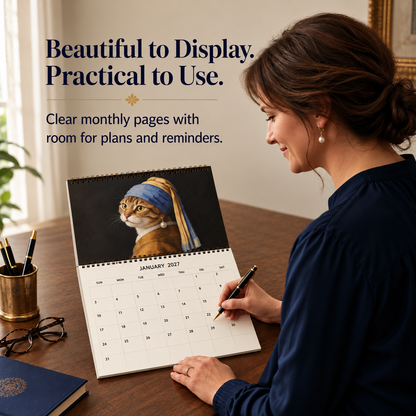 🐱 2027 Cat Art Calendar — 12 Masterpieces Reimagined With A Curious Feline Twist