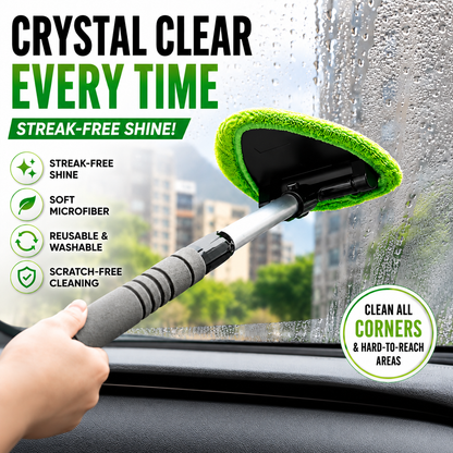 🔥 Car Windshield Cleaning Tool with Microfiber Pad & Extendable Handle