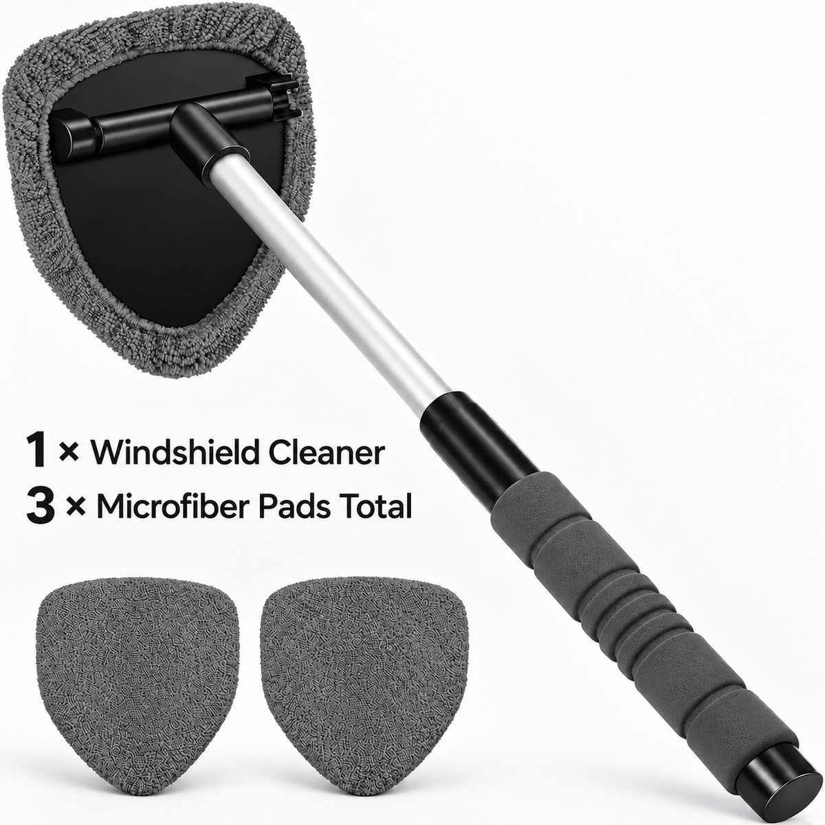 🔥 Car Windshield Cleaning Tool with Microfiber Pad & Extendable Handle