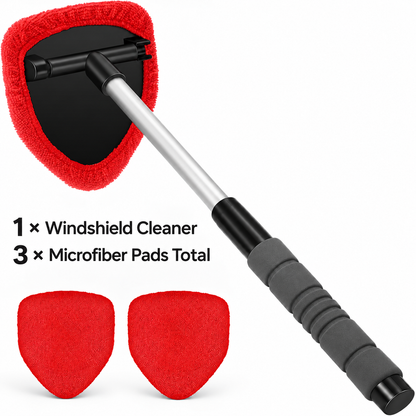 🔥 Car Windshield Cleaning Tool with Microfiber Pad & Extendable Handle