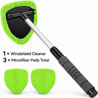 🔥 Car Windshield Cleaning Tool with Microfiber Pad & Extendable Handle