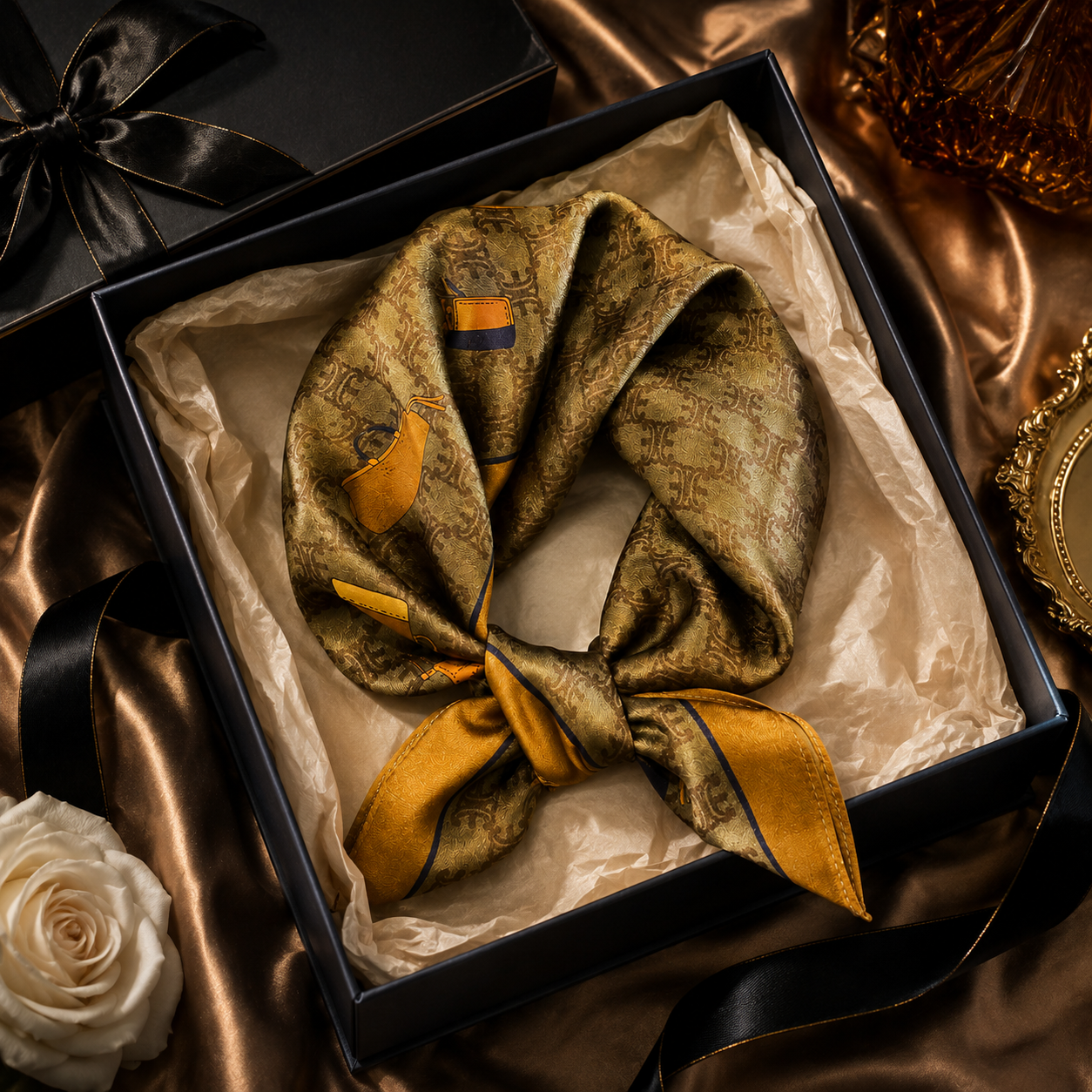 Amber Mosaic Silk Square Scarf