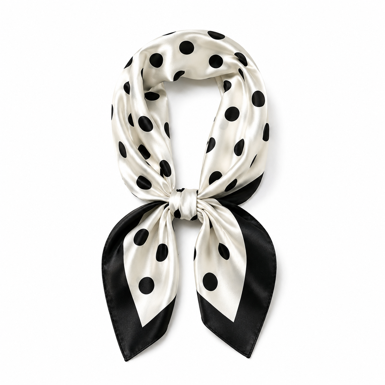 White Polka Dot Satin Square Scarf