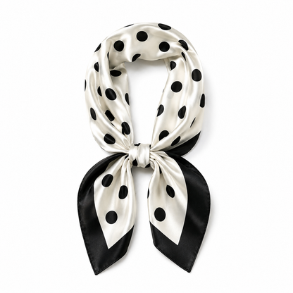 White Polka Dot Satin Square Scarf