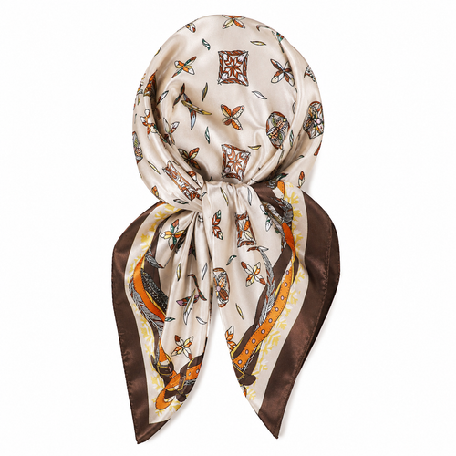 Brown Satin Square Scarf