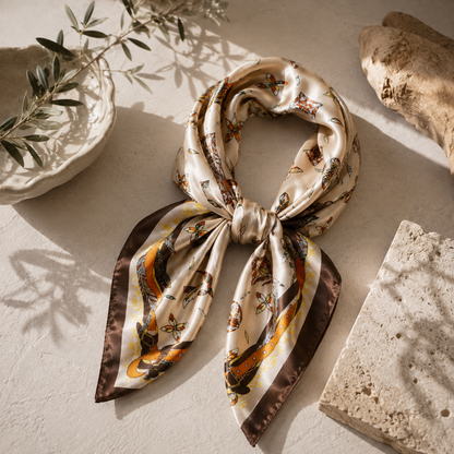 Brown Satin Square Scarf