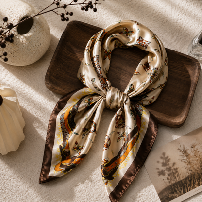 Brown Satin Square Scarf