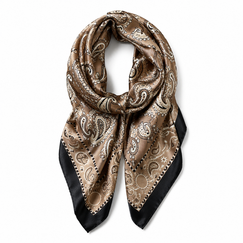 Khaki Paisley Square Scarf