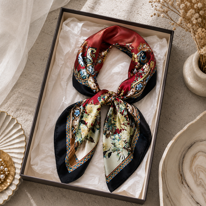 Red Satin Square Scarf