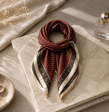 Vintage Square Satin Scarf