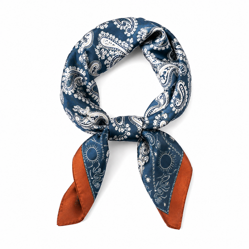 Navy Satin Square Scarf