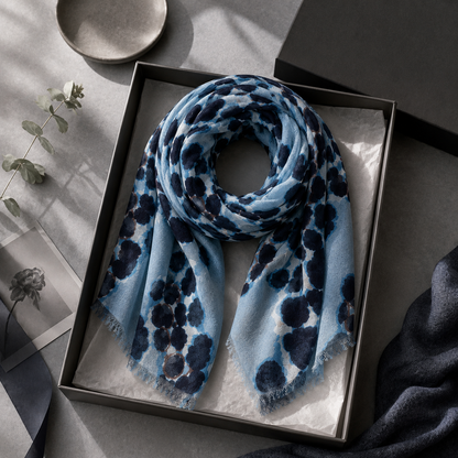 Blue Leopard Print Long Scarf