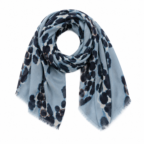 Blue Leopard Print Long Scarf